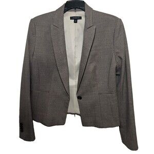 Ann Taylor Blazer Jacket Womens Size 6 Beige One Button %40 Wool Business Jacket